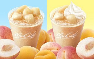 日本麦当劳McCafé新期间限定香甜多汁白桃果肉忌廉沙冰